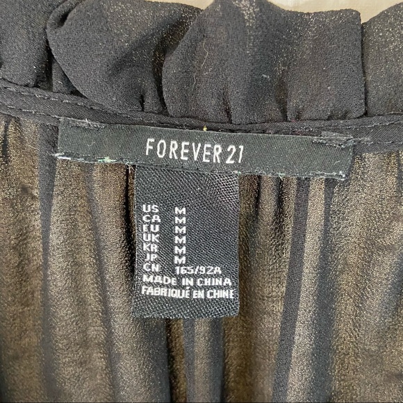 Forever21 black boho sheer top size medium - Picture 2 of 9